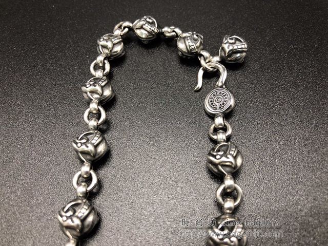 chrome hearts銀飾 克羅心龍頭珠子十字項鏈 克羅心925純銀項鏈  gjc1863